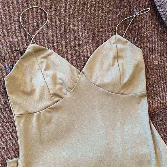 Olive Green Slit Dress - Picture 6 of 13